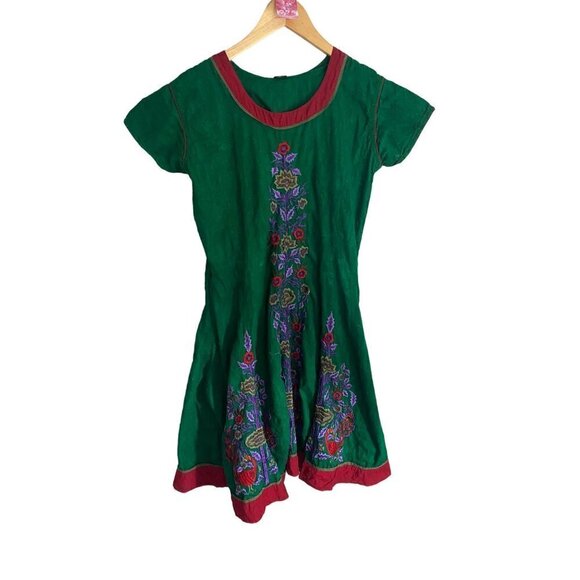 Unbranded Women's Green Embroidered Bohemian Cap Sleeve Dress - XL - Picture 1 of 13